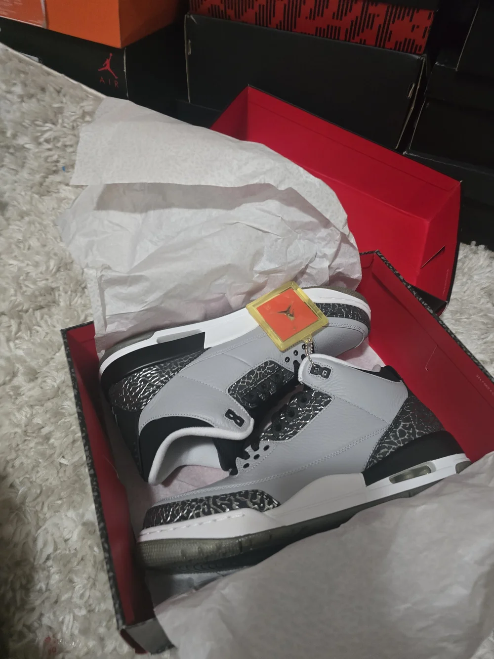 Jordan Retro 3 Shoes in Grey and Black with Elephant Print